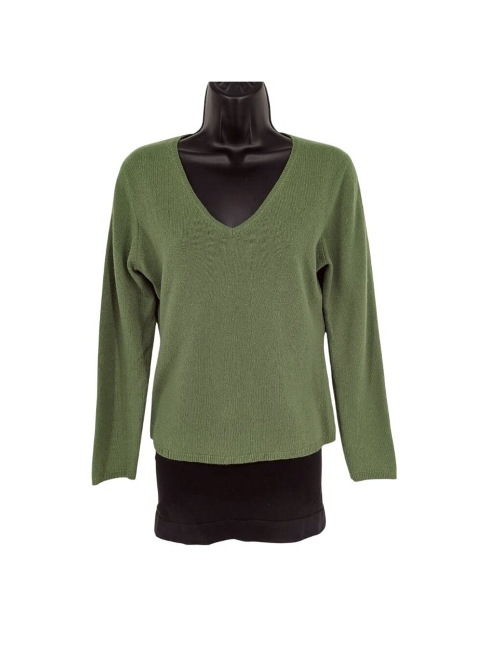 Evelyn Grace Cashmere V Neck Sweater Pullover Minimalist Classic Knit M Petite